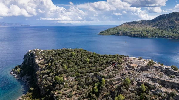Ancient Amos Theater Overlooking the Aegean Sea in Marmaris, Turkey