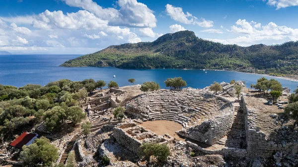 Ancient Amos Theater Overlooking the Aegean Sea in Marmaris, Turkey