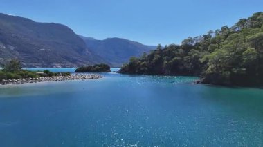 Aerial view of the famous Blue Lagoon beach in Oludeniz, Fethiye, Turkey