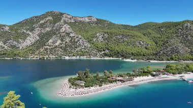 Aerial view of the famous Blue Lagoon beach in Oludeniz, Fethiye, Turkey
