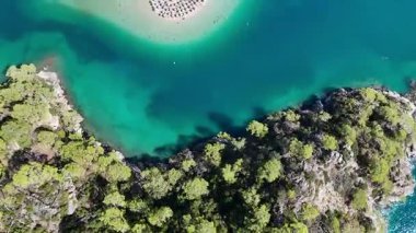 Aerial view of the famous Blue Lagoon beach in Oludeniz, Fethiye, Turkey