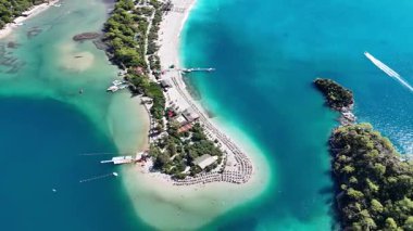 Aerial view of the famous Blue Lagoon beach in Oludeniz, Fethiye, Turkey