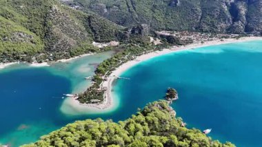 Aerial view of the famous Blue Lagoon beach in Oludeniz, Fethiye, Turkey