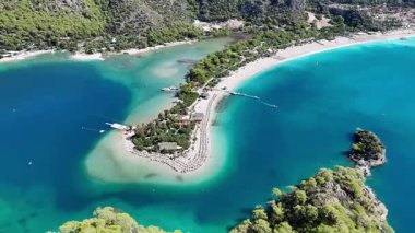 Aerial view of the famous Blue Lagoon beach in Oludeniz, Fethiye, Turkey