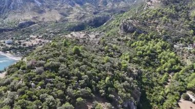 Marmaris 'teki Ege Denizi manzaralı Antik Amos Tiyatrosu