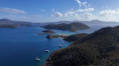 Aerial View of Bozburun Harbor and Sailboats in Marmaris, Turkey