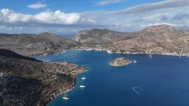 Aerial View of Bozburun Harbor and Sailboats in Marmaris, Turkey