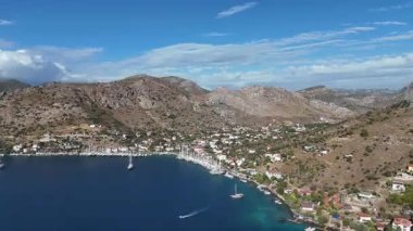 Aerial View of Bozburun Harbor and Sailboats in Marmaris, Turkey