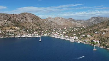 Aerial View of Bozburun Harbor and Sailboats in Marmaris, Turkey