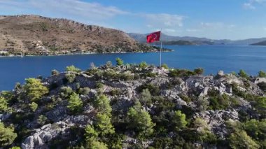Aerial View of Bozburun Harbor and Sailboats in Marmaris, Turkey