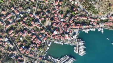 Aerial View of Bozburun Harbor and Sailboats in Marmaris, Turkey