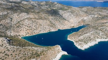 Aerial View of Serce Harbor and Sailboats in Marmaris, Turkey