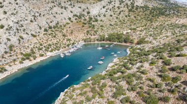 Aerial View of Serce Harbor and Sailboats in Marmaris, Turkey