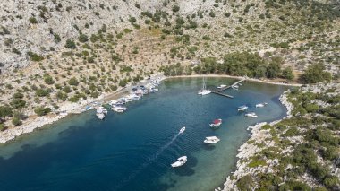 Aerial View of Serce Harbor and Sailboats in Marmaris, Turkey