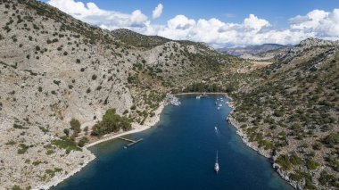 Aerial View of Serce Harbor and Sailboats in Marmaris, Turkey