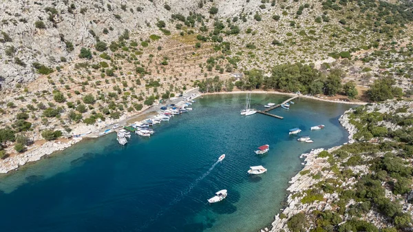 Aerial View of Serce Harbor and Sailboats in Marmaris, Turkey