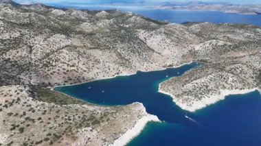 Aerial View of Serce Harbor and Sailboats in Marmaris, Turkey