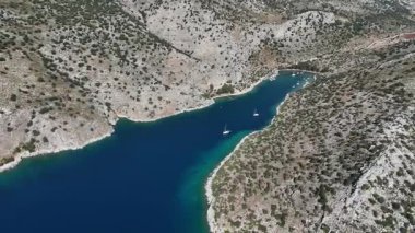 Aerial View of Serce Harbor and Sailboats in Marmaris, Turkey