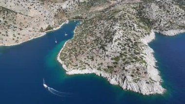 Aerial View of Serce Harbor and Sailboats in Marmaris, Turkey