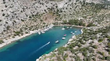 Aerial View of Serce Harbor and Sailboats in Marmaris, Turkey