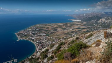 Aerial View of Oren Coastline and Marina in Milas, Turkey