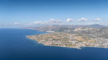 Aerial View of Oren Coastline and Marina in Milas, Turkey