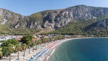Aerial View of Oren Coastline and Marina in Milas, Turkey