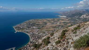 Aerial View of Oren Coastline and Marina in Milas, Turkey