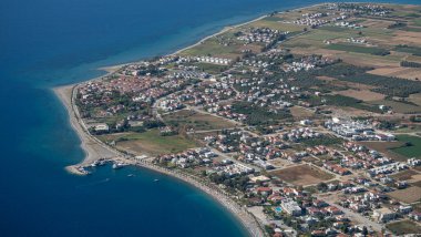 Aerial View of Oren Coastline and Marina in Milas, Turkey