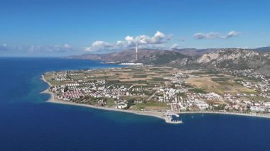 Aerial View of Oren Coastline and Marina in Milas, Turkey