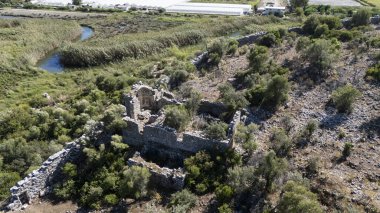 Ancient Ruins of Pyandai on Hillside Landscape
