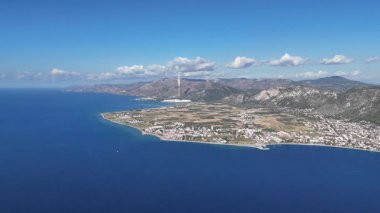 Aerial View of Oren Coastline and Marina in Milas, Turkey