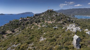 Aerial View of Kalekoy Village in Antalya, Turkey