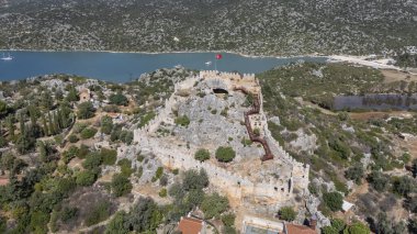 Aerial View of Kalekoy Village in Antalya, Turkey