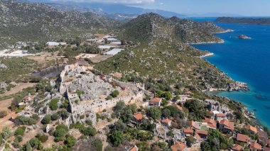 Aerial View of Kalekoy Village in Antalya, Turkey