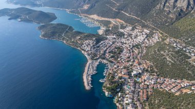 Scenic Aerial View of Kas Harbor and Surrounding Hills