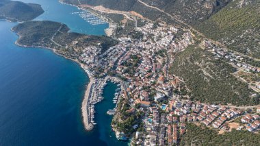 Scenic Aerial View of Kas Harbor and Surrounding Hills