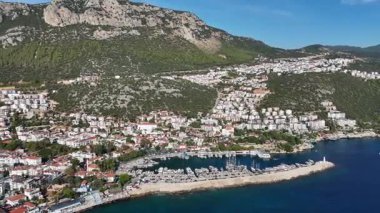 Scenic Aerial View of Kas Harbor and Surrounding Hills