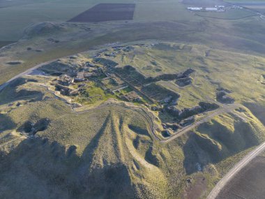 Gordion Antik Kent 'in Havadan Görünümü Ankara Polatli yakınlarındaki Türkiye' yi harabeye çevirdi