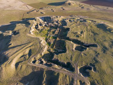 Gordion Antik Kent 'in Havadan Görünümü Ankara Polatli yakınlarındaki Türkiye' yi harabeye çevirdi