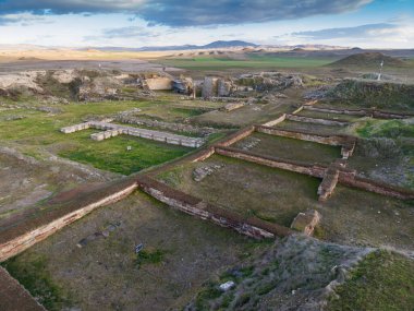 Gordion Antik Kent 'in Havadan Görünümü Ankara Polatli yakınlarındaki Türkiye' yi harabeye çevirdi