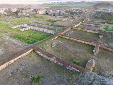 Gordion Antik Kent 'in Havadan Görünümü Ankara Polatli yakınlarındaki Türkiye' yi harabeye çevirdi