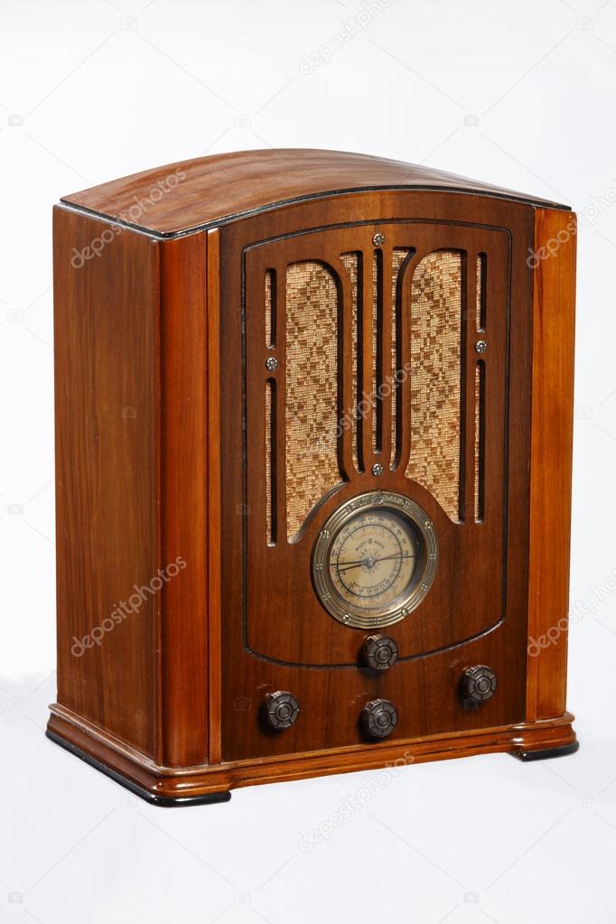 Old Radio, An old retro-style radio from the 1950's isolated on white background.