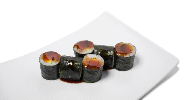 Traditionella japanska avokado sushi rullar — Stockfoto