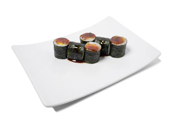Tradiční japonské avokádový sushi rolky — Stock fotografie