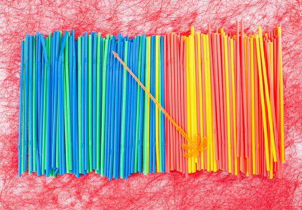 Plastic various drinking straws — Stock Photo, Image