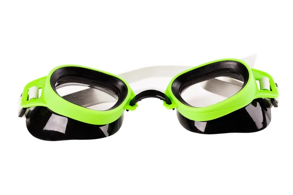 Kunststof groen goggles voor zwemmen — Stockfoto