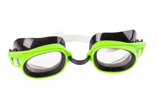 Occhiali verdi in plastica per il nuoto — Foto Stock