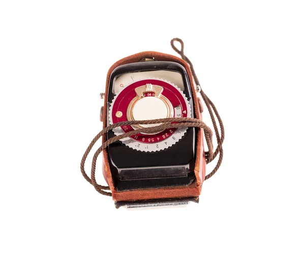 Antiguo medidor de exposición en caja de cuero — Foto de Stock