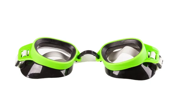 Occhiali verdi in plastica per il nuoto — Foto Stock